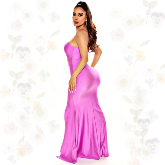 Nova Luxe ✦ “Focused On Me” Maxi Dress ✦ Purple Rhinestone Tube Top Cutout Slit - Picture 7 of 12